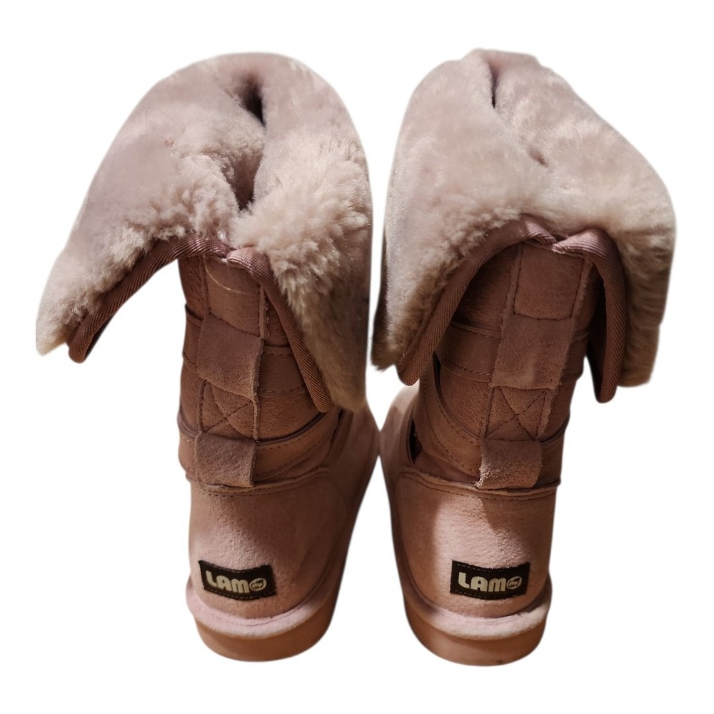 La Mo Suede Faux Fur Cuff Winter Boots, Women's, Blush Pink, Comfortable - Picture 3 of 6